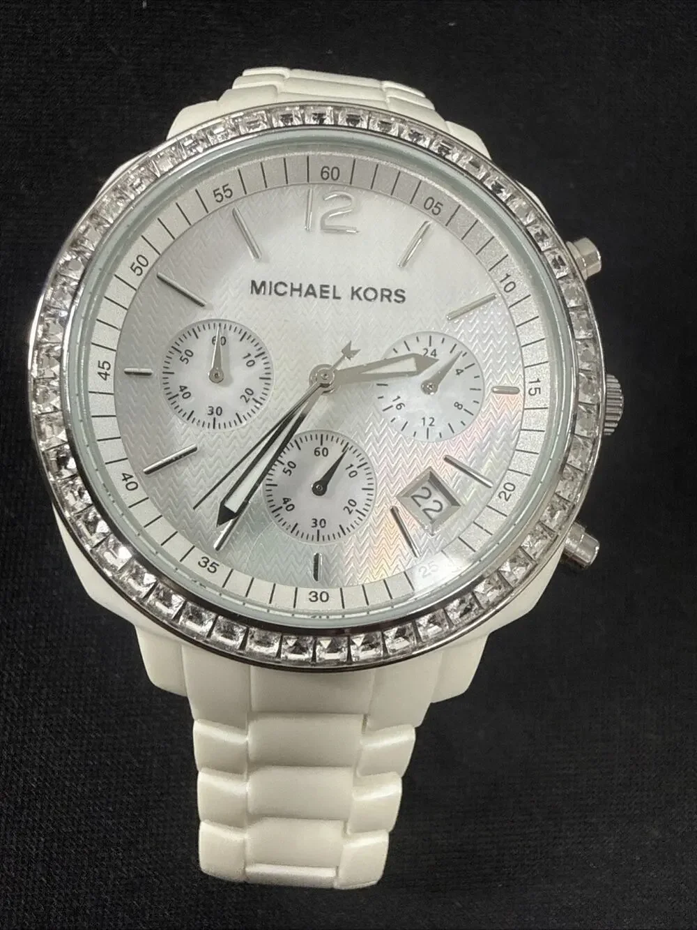 WOMENS MICHAEL KORS RUNWAY MK-5079 MOP DIAL NEW BATTERY 5.5-5.75” BAND (B29)